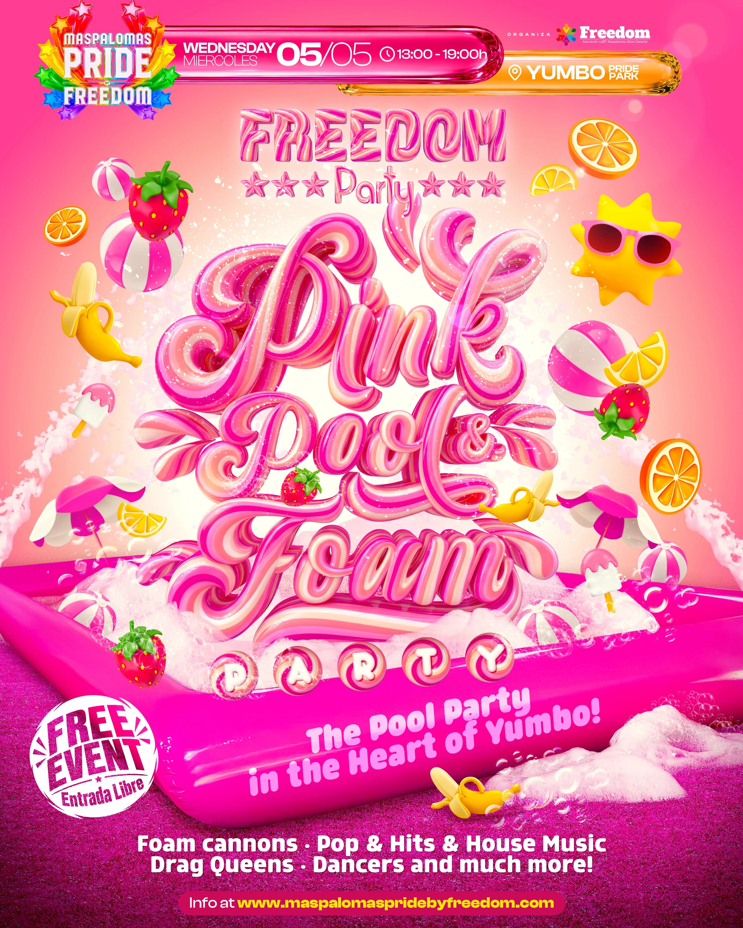 Pink Pool- und Schaumparty